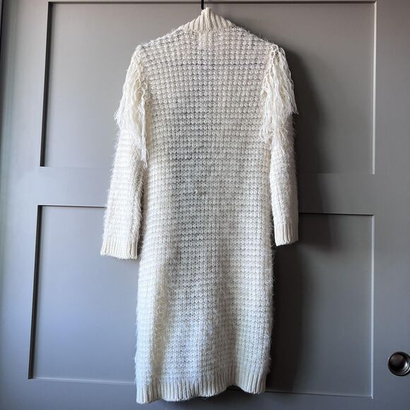 Volcom Sweater Womens XS Small White Fringe Open Front Long Cardigan 80741511 - Picture 2 of 16